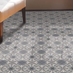 gray and white patterned sheet vinyl flooring